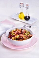 Potato salad with red beet