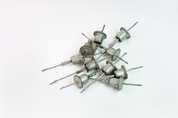 rectifier diodes heap. Vintage electronic components of old circuits