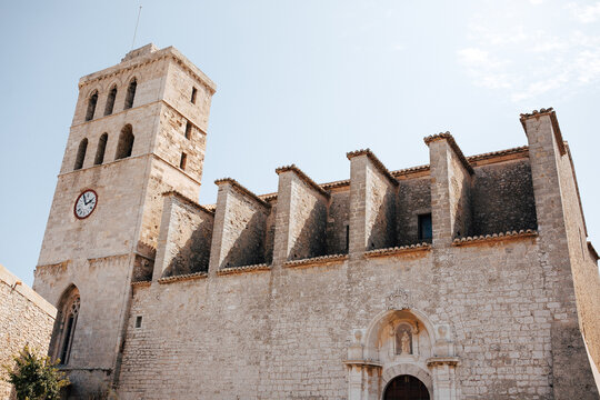 Catedral de Eivissa (Ibiza Cathedral), Ibiza Old Town. Gothic style. Spain Attractions. 