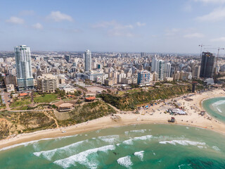 Naklejka premium Netanya Israel - Looking at the world from a height