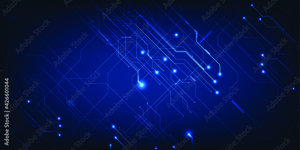 Poster hi tech digital architect grid line circuit dark blue technology background.vector illustrations.