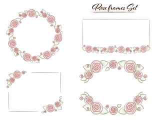 バラの飾りがついたフレーム　４種セット