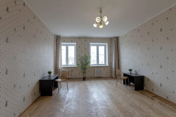 the interior of the room in the Soviet style