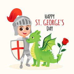 St. George greeting card with dragon