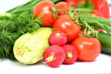 Big set of vegetables on white background,food elements
