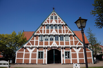 Das Rathaus in Jork. Fachwerkhaus, Jork, Niedersachsen, Deutschland, Europa --
Town Hall, half-timbered house, Jork, Lower Saxony, Germany, Europe
