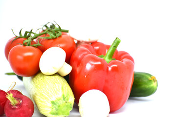 Big set of vegetables on white background,food elements