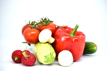 Big set of vegetables on white background,food elements