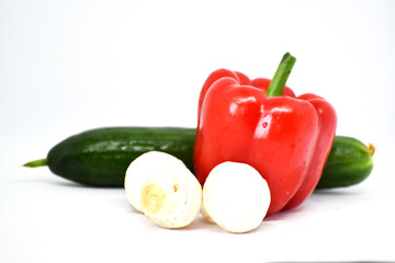 Big set of vegetables on white background,food elements