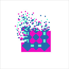 Digital Pixel dispersed filled rectange, illustration for graphic design