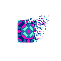 Pixel dispersed filled rectange, illustration for graphic design