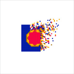 Fototapeta premium Colorful Pixel tile disintegration into pixels, illustration for graphic design
