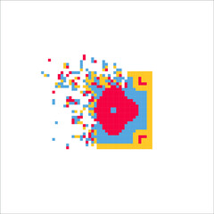 Pixel dispersed filled rectange, illustration for graphic design
