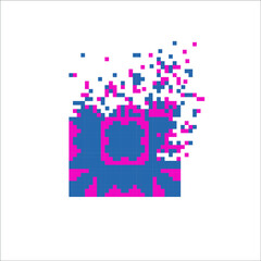 Vector Pixel tile with disintegration effect, illustration for graphic design