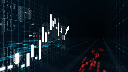 Modern stock market price graphic background, digital online investment concept, 3d rendering