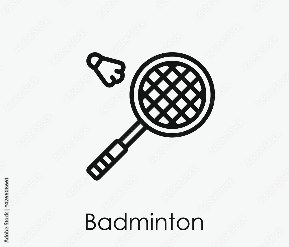Poster badminton vector icon. editable stroke. linear style sign for use on web design and mobile apps, log