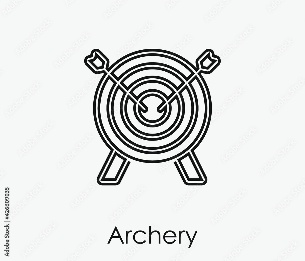 Poster archery vector icon. editable stroke. linear style sign for use on web design and mobile apps, logo.