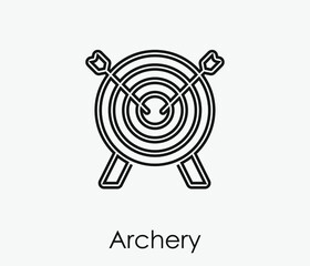 Archery vector icon.  Editable stroke. Linear style sign for use on web design and mobile apps, logo. Symbol illustration. Pixel vector graphics - Vector