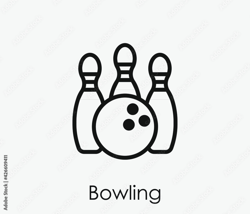 Poster bowling vector icon. editable stroke. linear style sign for use on web design and mobile apps, logo.