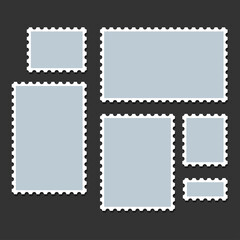 Postage Stamp set isolated on black background. Vector illustration