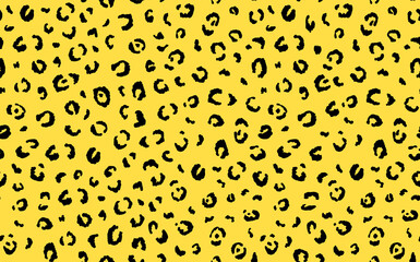 Abstract modern leopard seamless pattern. Animals trendy background. Yellow and black decorative vector stock illustration for print, card, postcard, fabric, textile. Modern ornament of stylized skin
