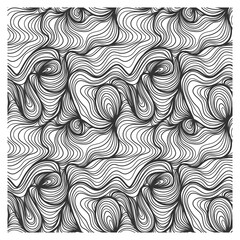 Abstract seamless pattern with black linear waves and the inscription love. Design for backdrops and colouring book with sea, rivers or water texture.