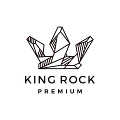 Obraz premium king crown rock stone logo vector icon illustration