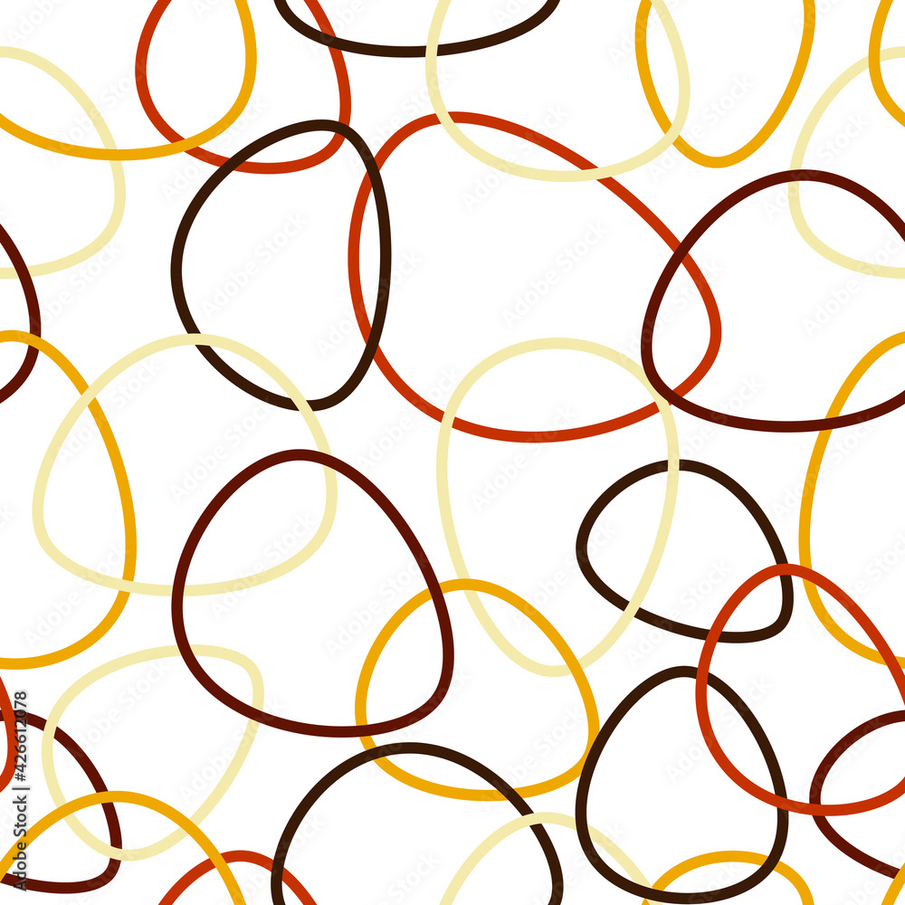 Poster vintage seamless vector pattern. hand drawn circles of different shapes in a retro color palette. fo