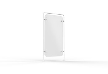 Pavement signboard mockup, outdoor advertising POS POI stand banner mock up template on isolated white background, 3d illustration