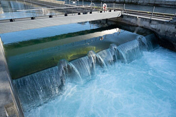 Stauwehr an der Reuss, in der Stadt Luzern, Schweiz