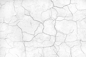 Fotobehang crack concrete white wall or Cement wall background © prapann