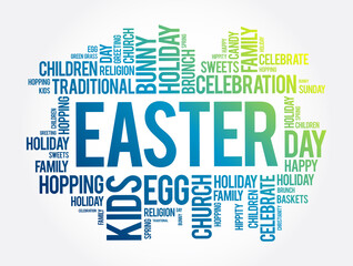 Easter word cloud collage, holiday concept background
