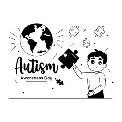 
Glyph line illustration of world autism awareness day 

