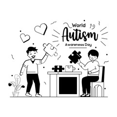 
Glyph line design illustration of autism friends

