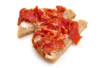 Jerked salmon sandwiches, isolated on white background. High resolution image
