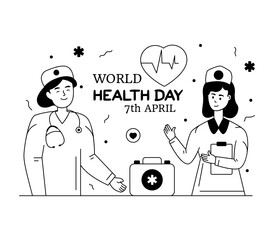 
Download glyph line illustration of medical staff

