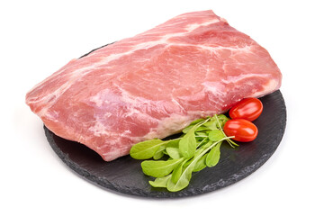 Raw pork meat, isolated on white background. High resolution image.