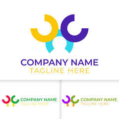 Letter CCC Logo design. Unlimited logo icon with 3 concept color good for concept idea business meaning
