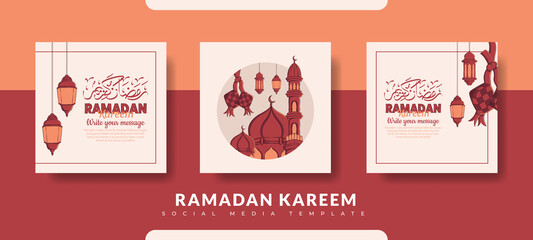 Ramadan post template, social media post template, square flyer and banner, celebrations in the month of Ramadan.