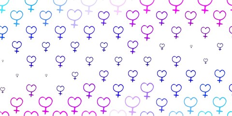 Light Pink, Blue vector template with businesswoman signs.