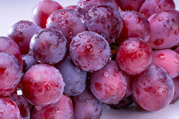 close up Red grape fruit, Fresh Red grape fruit on white background.