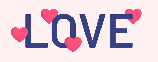 Love valentine's banner with hearts. vector illustration.