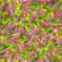 Seamless faux digital painted floral pattern print. High quality illustration. Procedural painting with realistic brush strokes in impressionistic style. Abstract art for surface design and print.