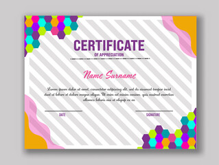 Editable Certificate Of Appreciation Template Layout With Abstract Patterns.