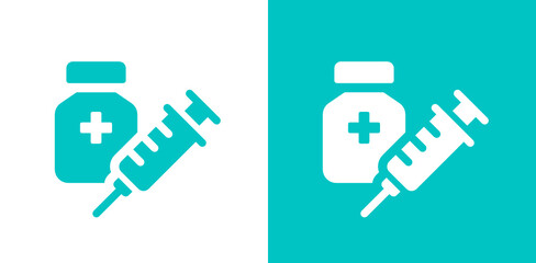 Syringe with vaccine icon symbol vector.