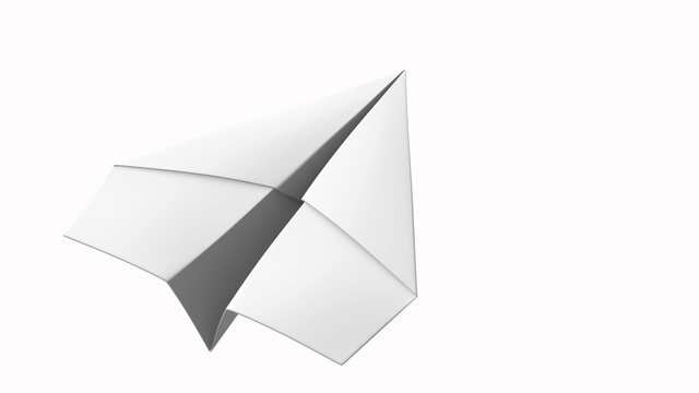 3d render paper plane on white background with clipping path