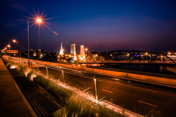Blurred abstract background Of the car lights on the road, the traffic in the capital is a bokeh light, the beauty of the night.
