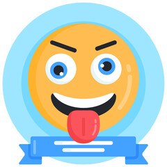 
A cute tongue out emoji flat round icon 

