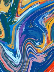 Fluid art texture. Liquid acrylic artwork with beautiful mixed paints. Background with abstract swirling paint effect. Can be used for interior poster. Trendy designs colours. Digital art illustration