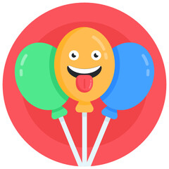 
Funny balloons in flat design icon, party decoration accessory 

